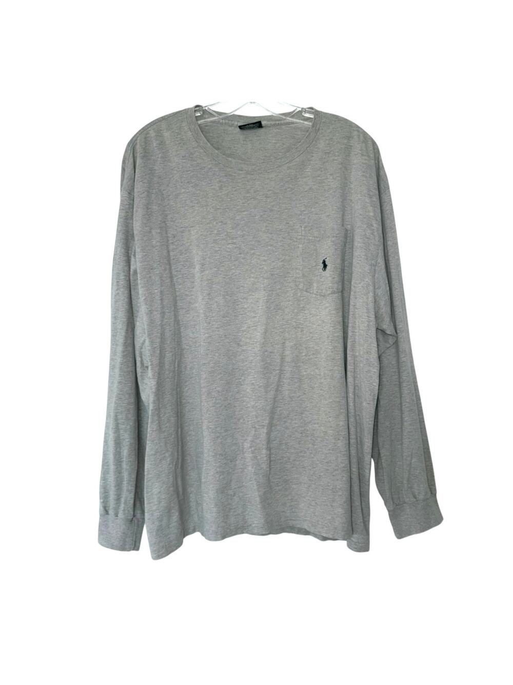 Polo Ralph Lauren Gray Crewneck Shirt Classic Preppy Long Sleeve Logo Size Large